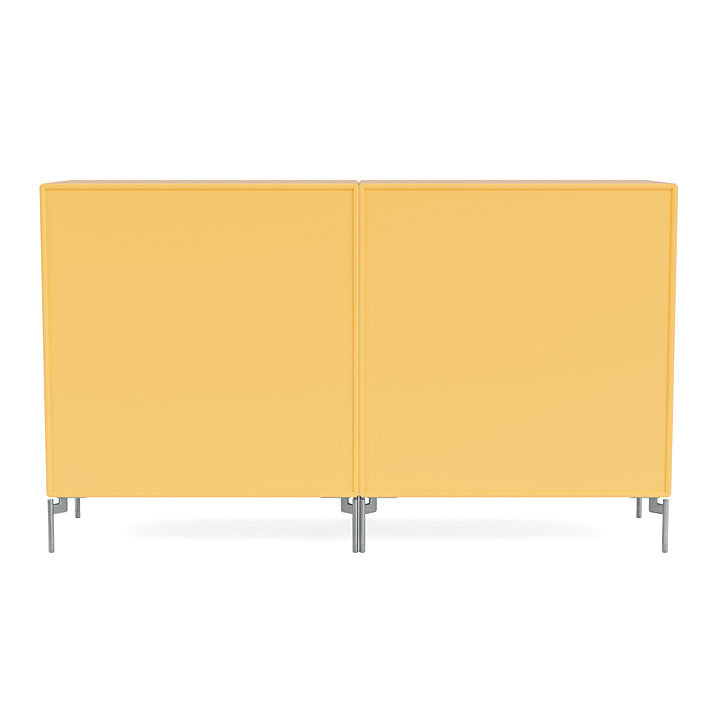 Montana Couple Sideboard With Legs, Acacia/Matt Chrome