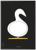 Brainchild Swan Design Skich Poster Frame Made Of Black Lacquered Wood 30x40 Cm, Black Background