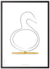 Brainchild Swan Design Skich Poster Frame Made Of Black Lacquered Wood 30x40 Cm, White Background