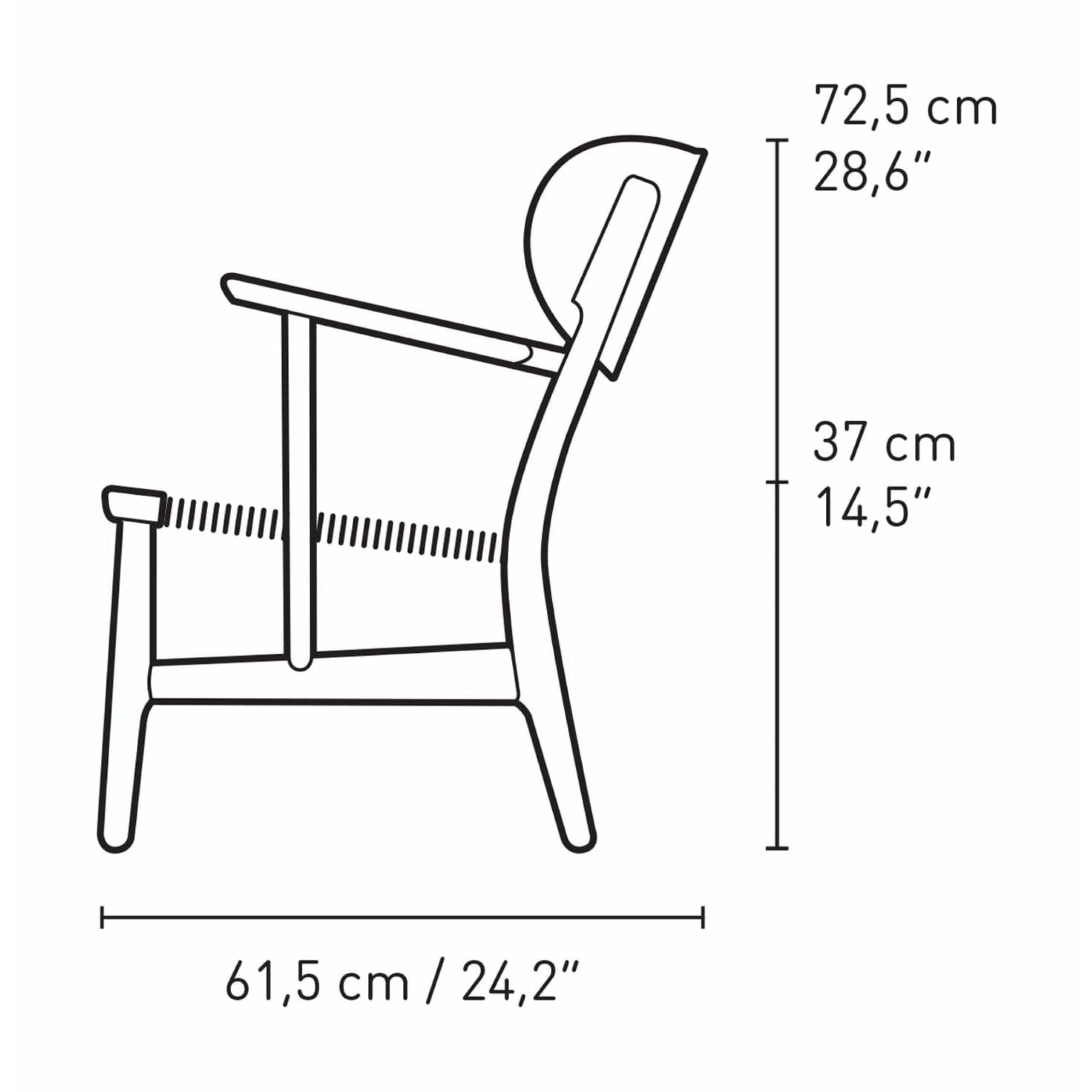 Karla Hansen CH22 Lounge Chair Oak, plesová modrá/Natural Wicker