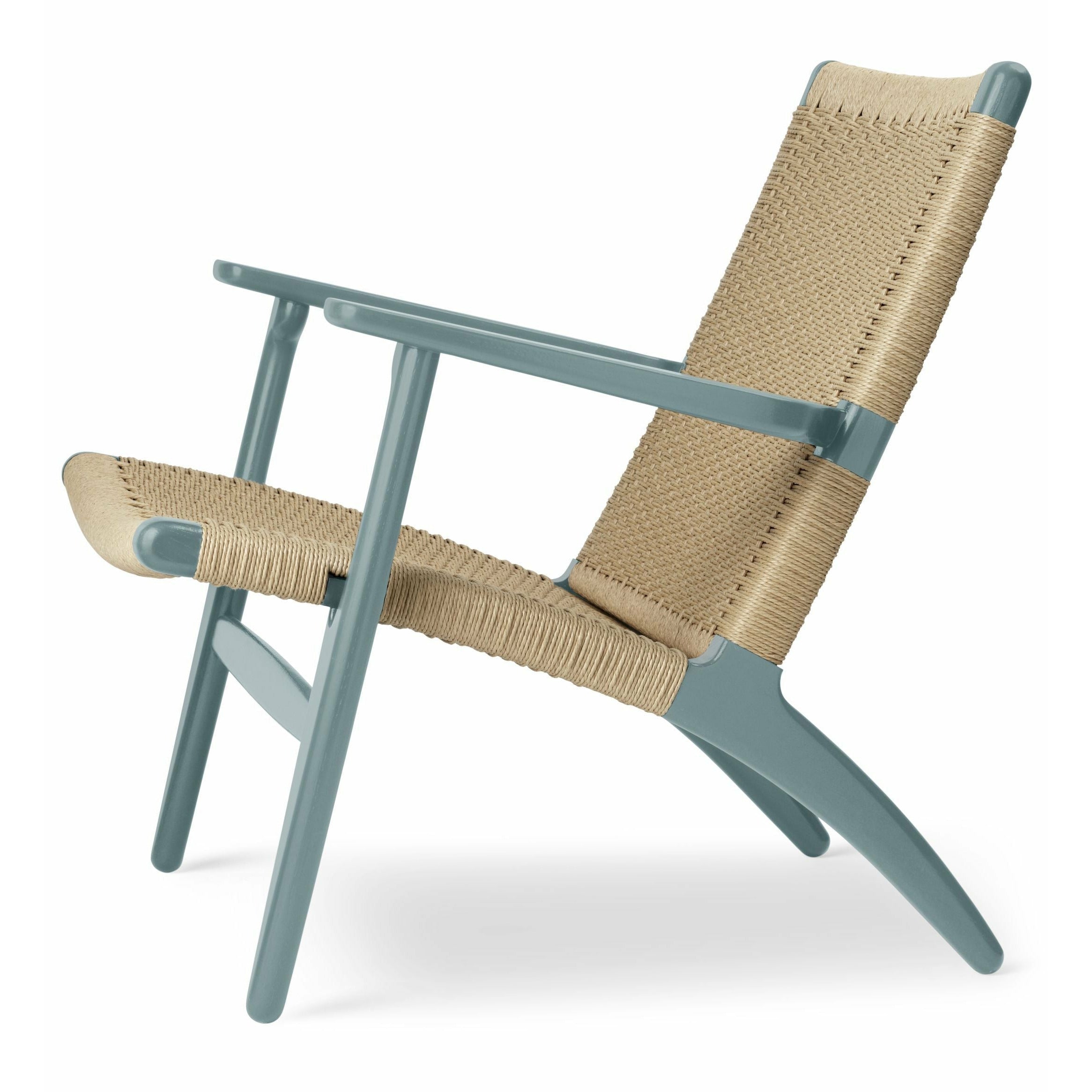 Karla Hansen CH25 Lounge Chair Oak, plesová modrá/přirozená tkaná