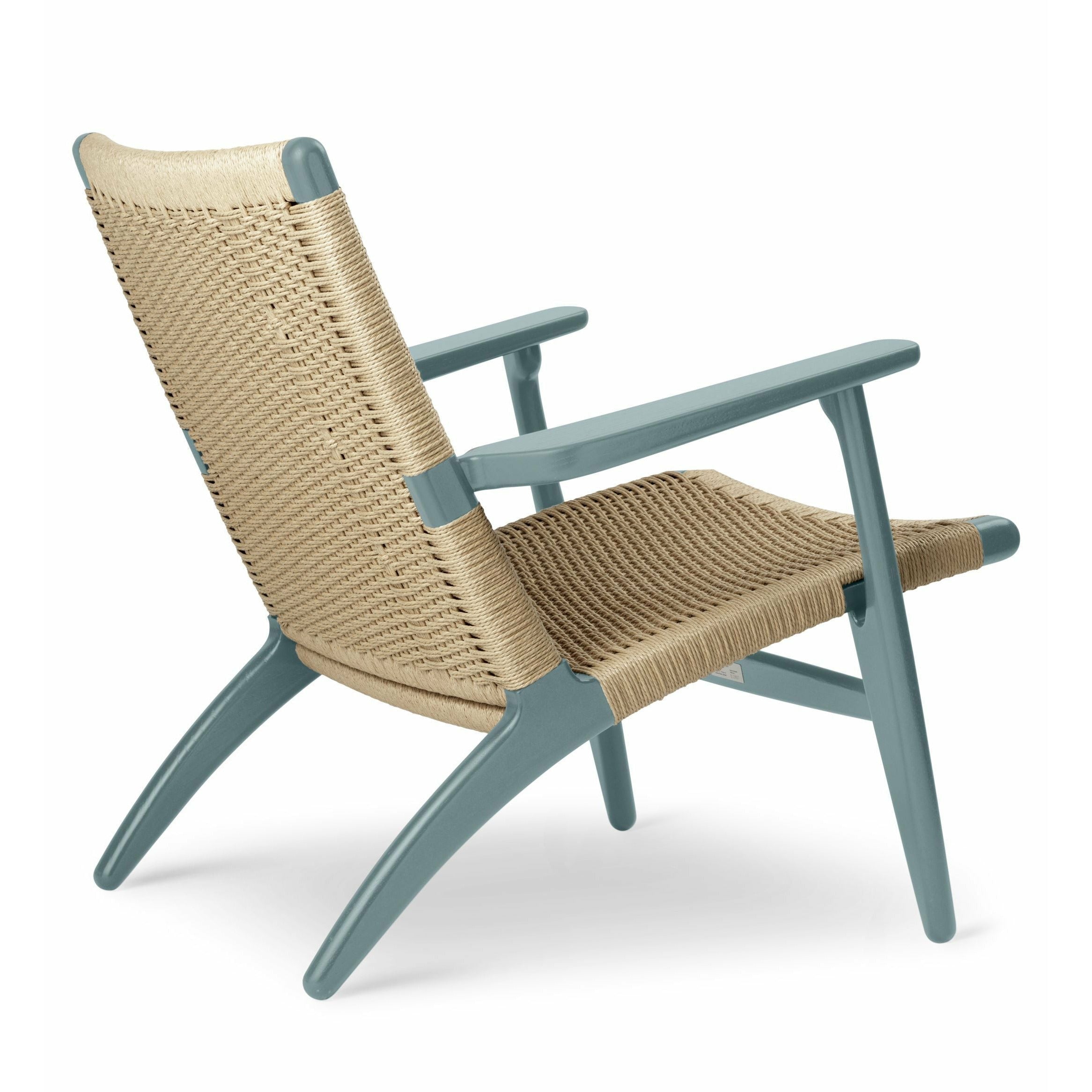 Karla Hansen CH25 Lounge Chair Oak, plesová modrá/přirozená tkaná