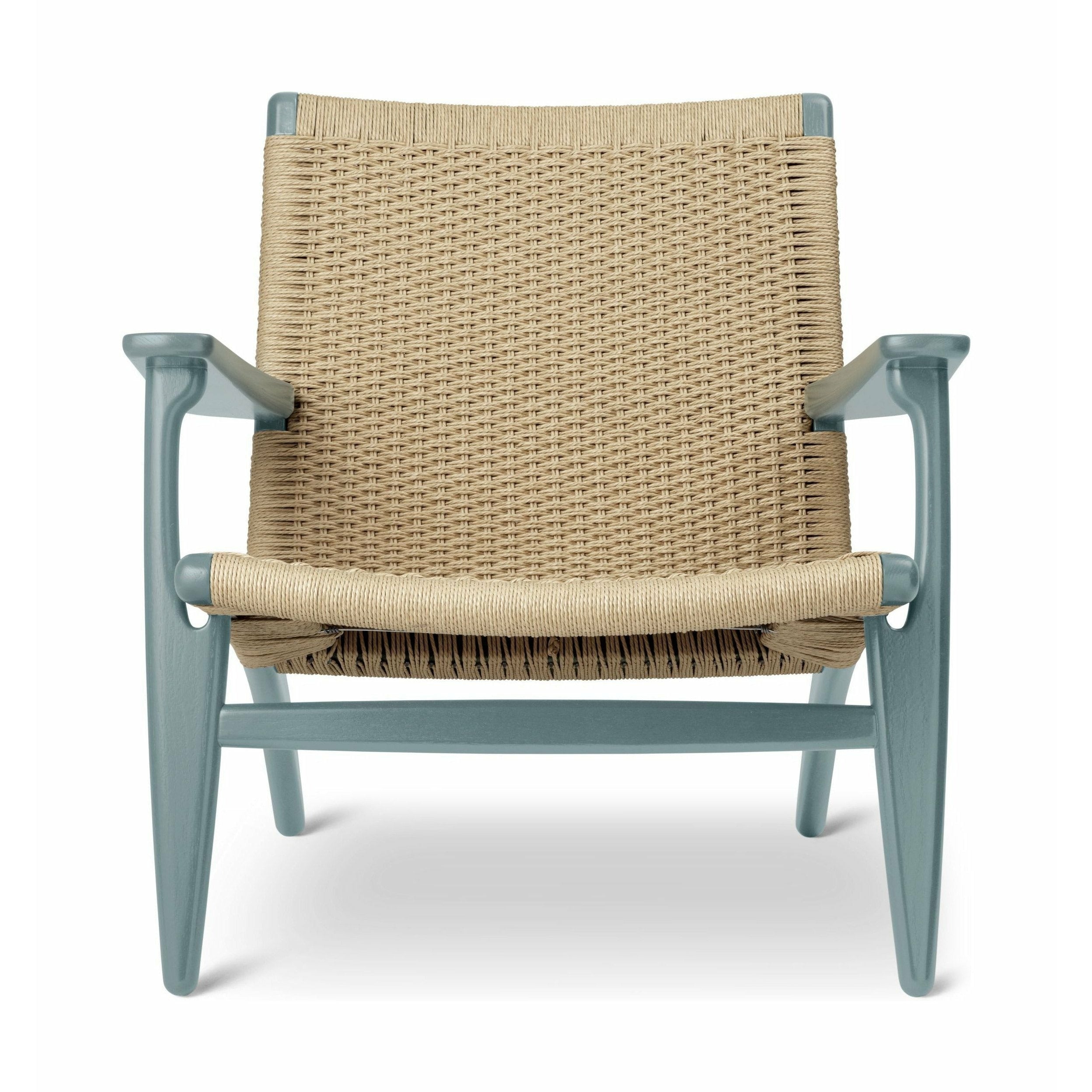 Karla Hansen CH25 Lounge Chair Oak, plesová modrá/přirozená tkaná