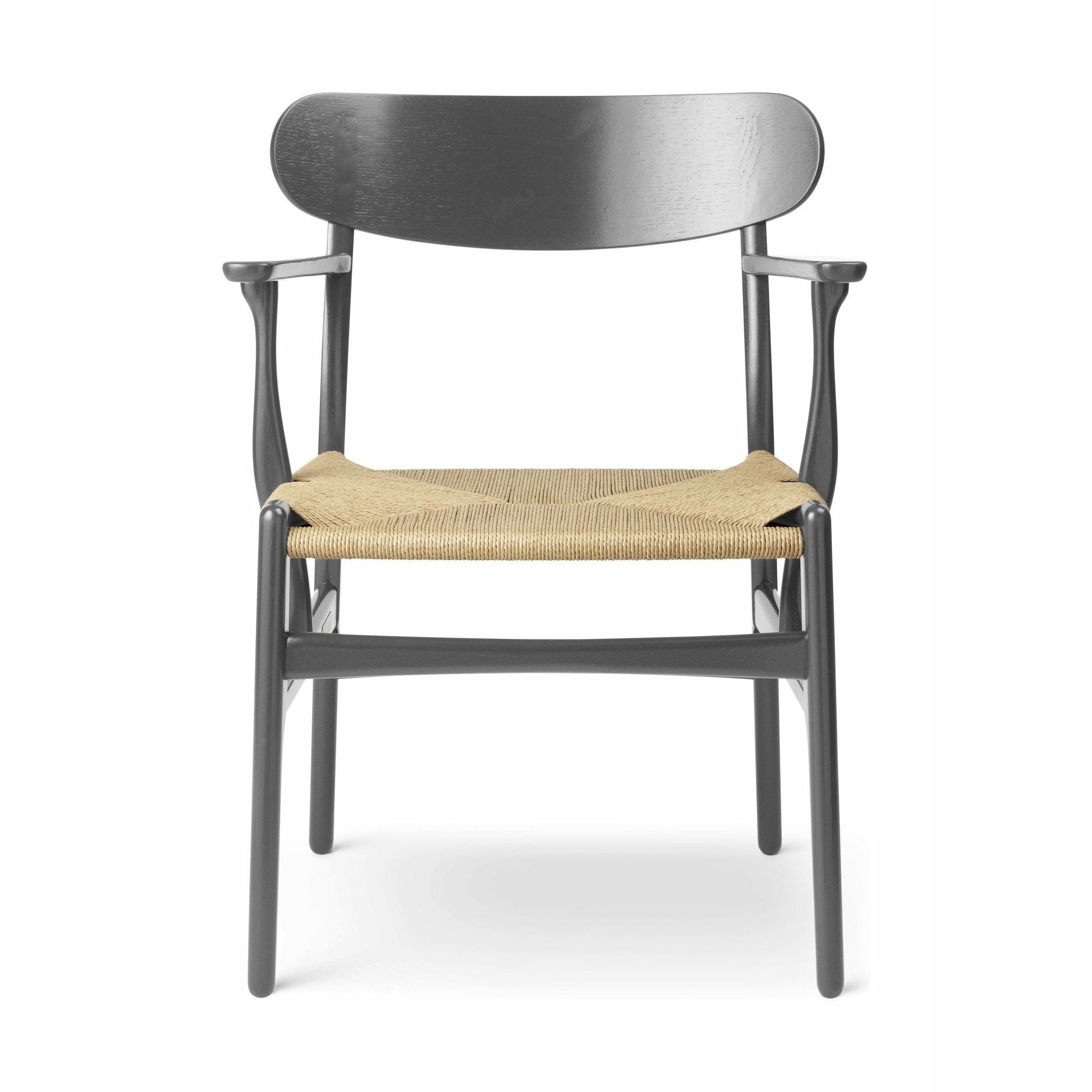 Židle Carl Hansen CH26 Oak, břidlicová hnědá/přírodní proutěný