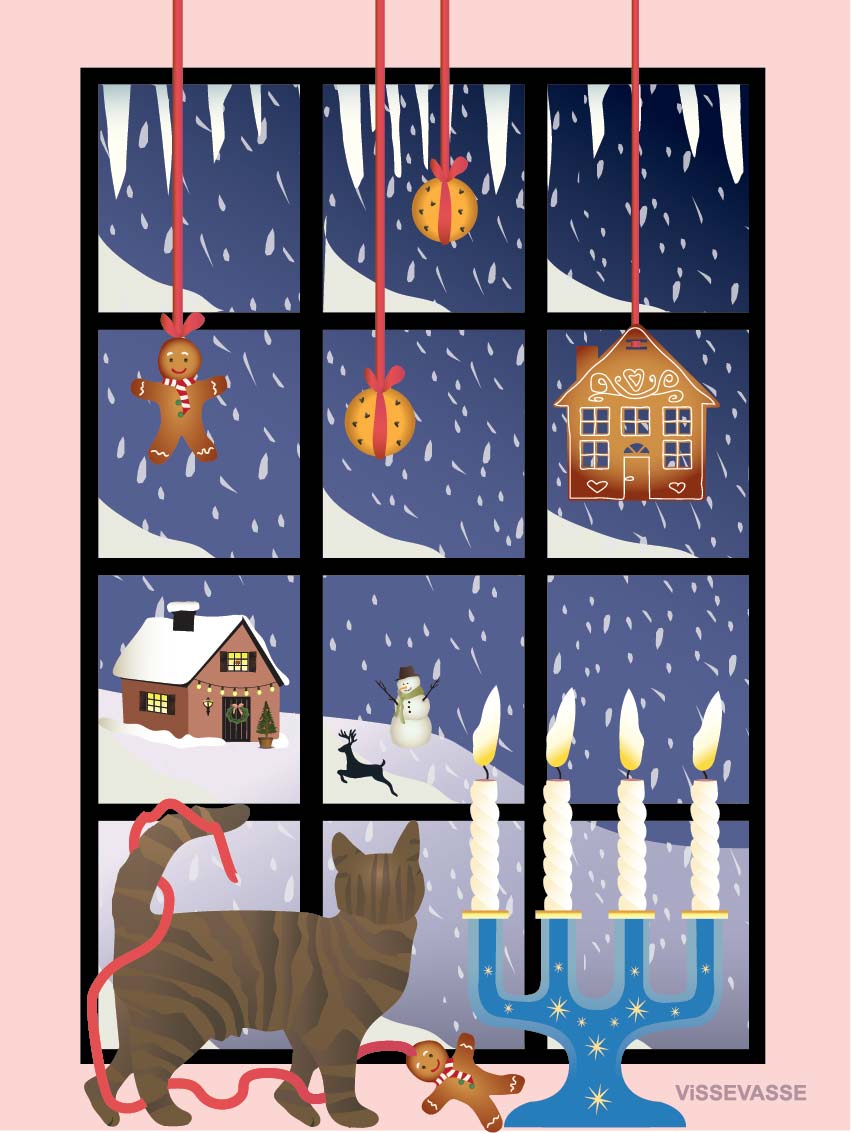 Visisvasse Christmas Okno Blonging Card, A6