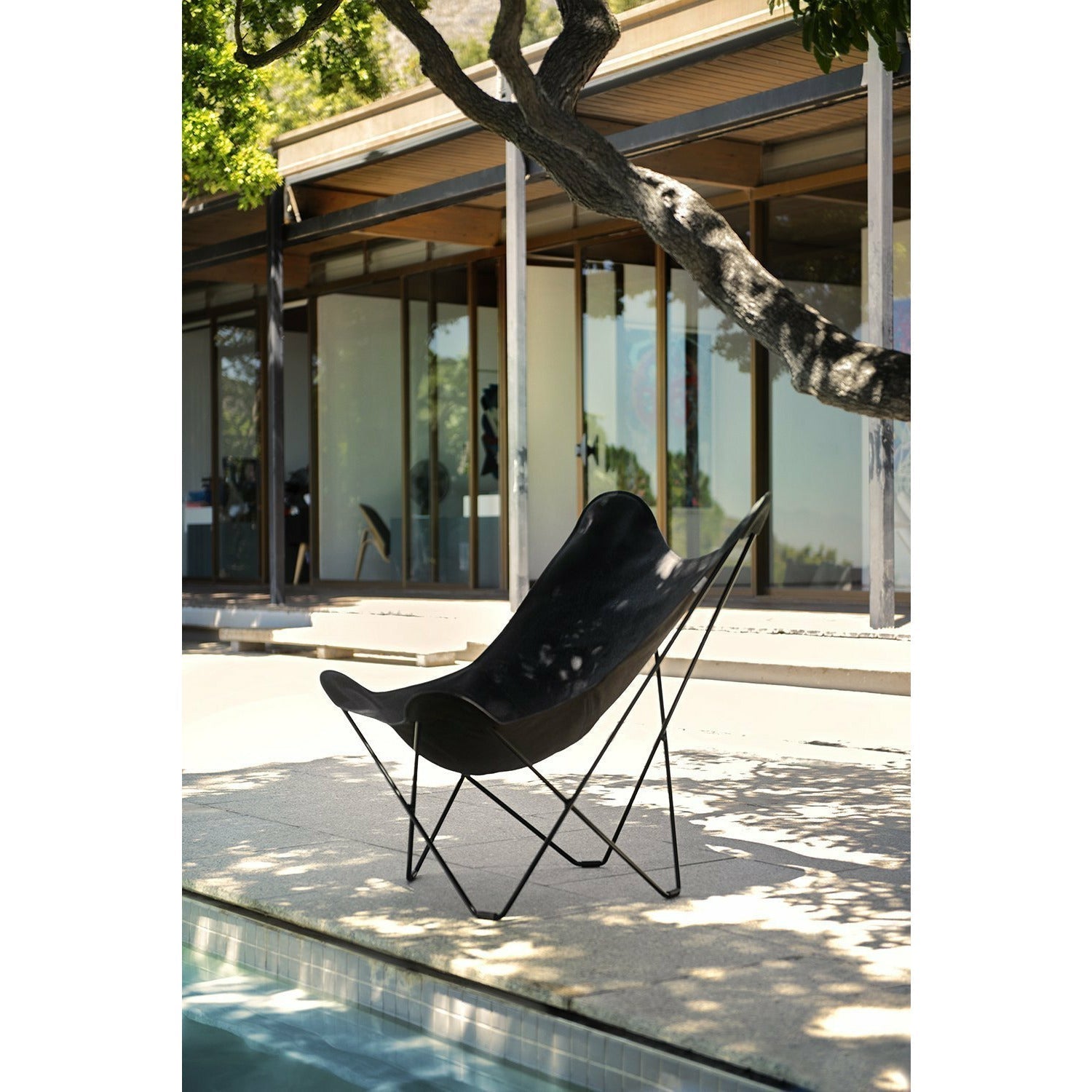 Cuero Sunshine Mariposa Butterfly Chair, uhlí piqué/černý venkovní rám