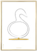 Brainchild Swan Design Sketch Poster Frame Made Of Brass Colored Metal 50x70 Cm, White Background