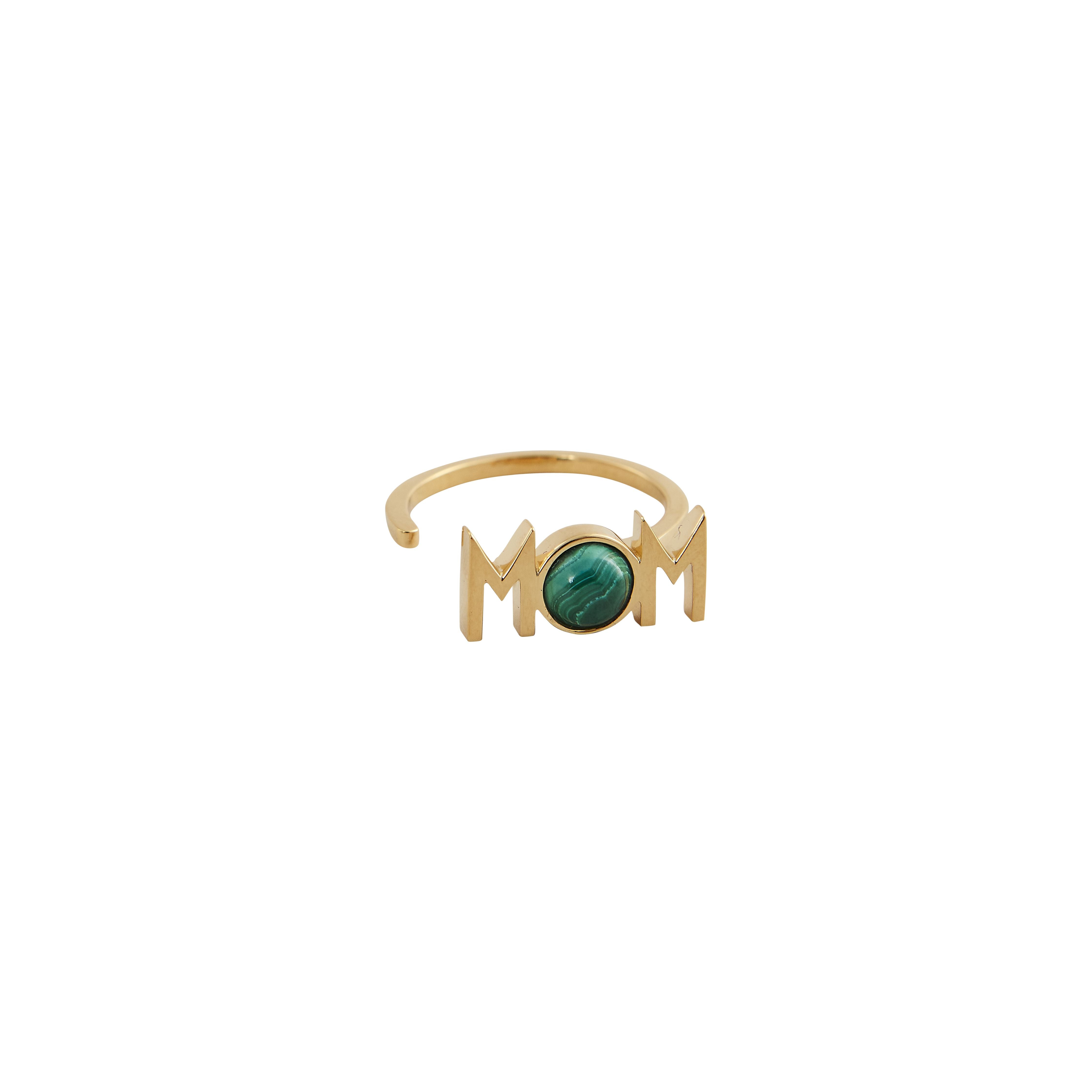 Design Letters Great Mom Ring 18k Gold, Malachit Green