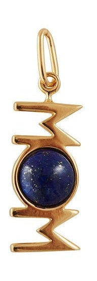 Design Letters Great Mom Pendant 18k Gold Plated, Lapis Lazuli Blue