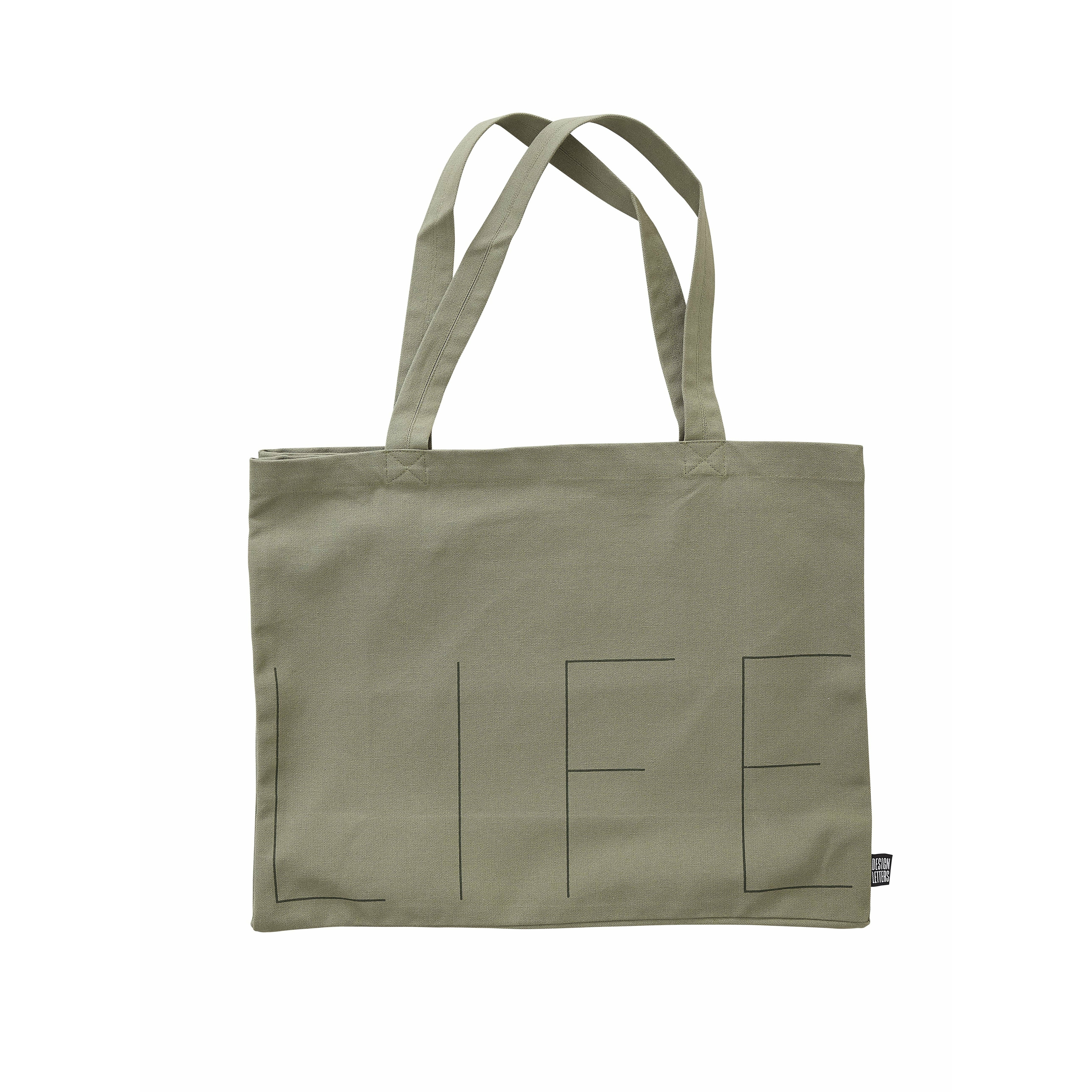 Design Dopisy Life nosit tašku, Olive Green
