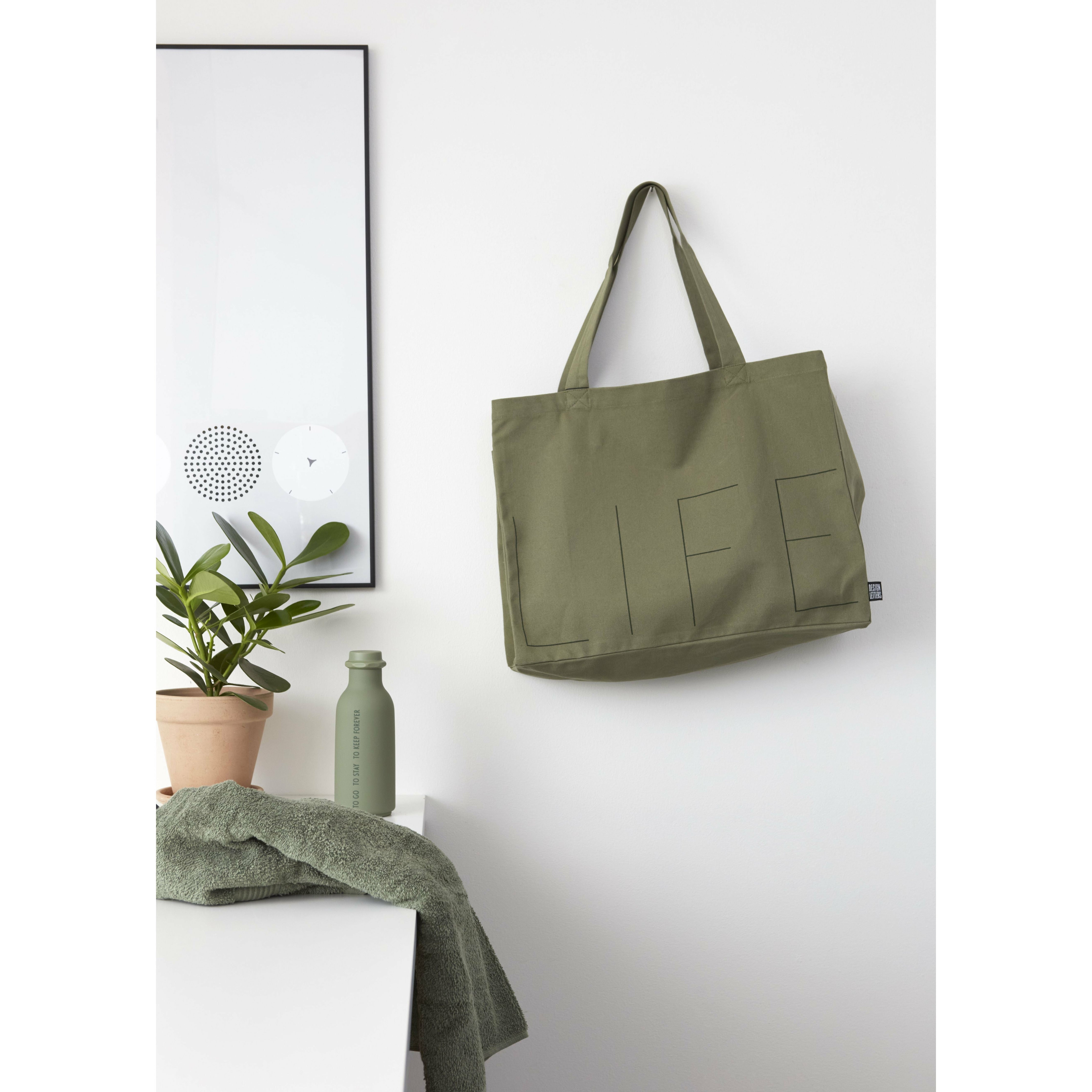 Design Dopisy Life nosit tašku, Olive Green