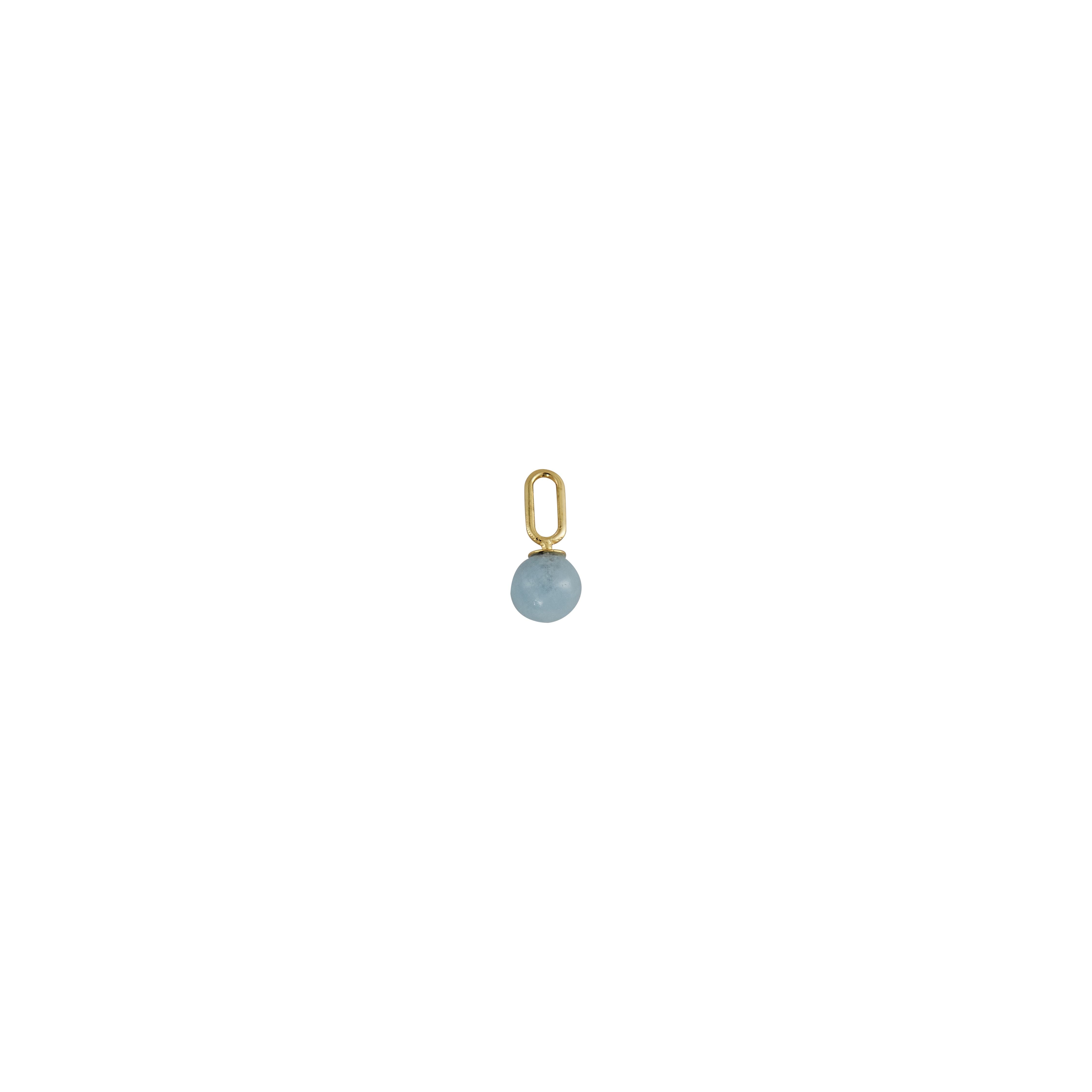 Designové písmena Stone Drop přívěsek 5 mm 18k zlaté stříbro, akvamarine modrá