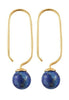 Designové písmena kamenné náušnice sada 2 18k zlaté pokovené, Lapis Lazuli Blue