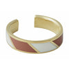 Designové písmena pruhovaná bonbónní prsten mosaz zlatý, červená/bílá