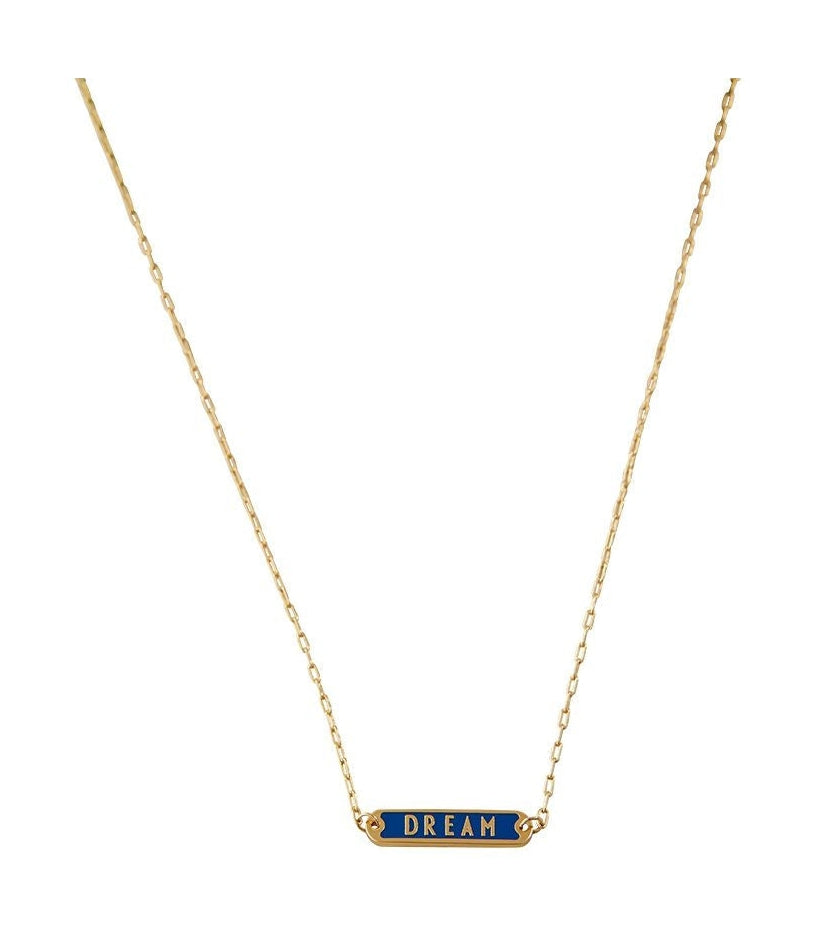 Design Letters Word Candy Náhrdelník Dream Brass Gold Plated, Cobalt Blue