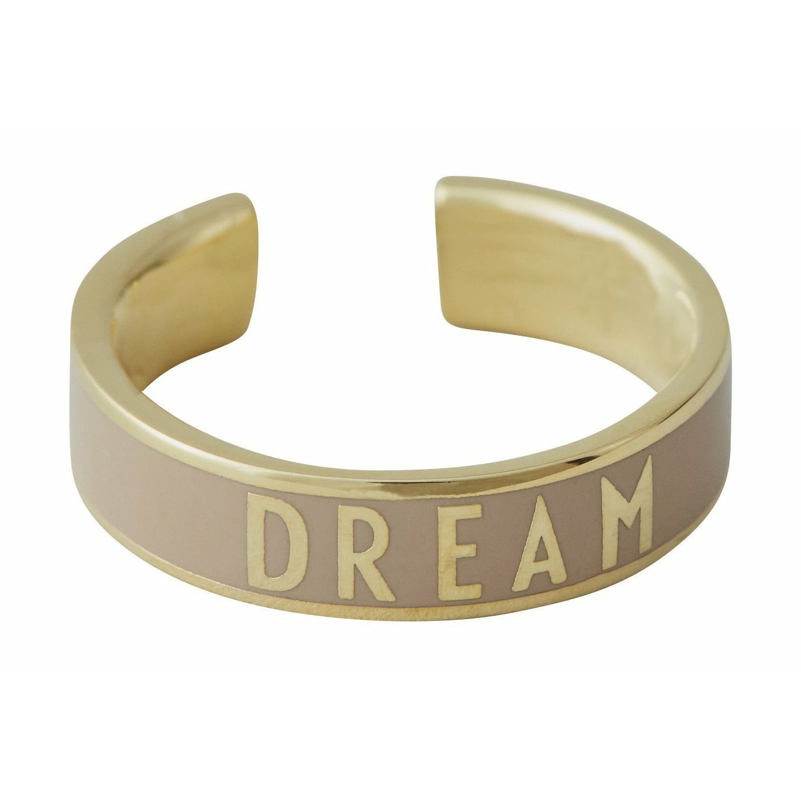 Design Letters Word Candy Ring Dream Dream Brass Gold Platted, Beige
