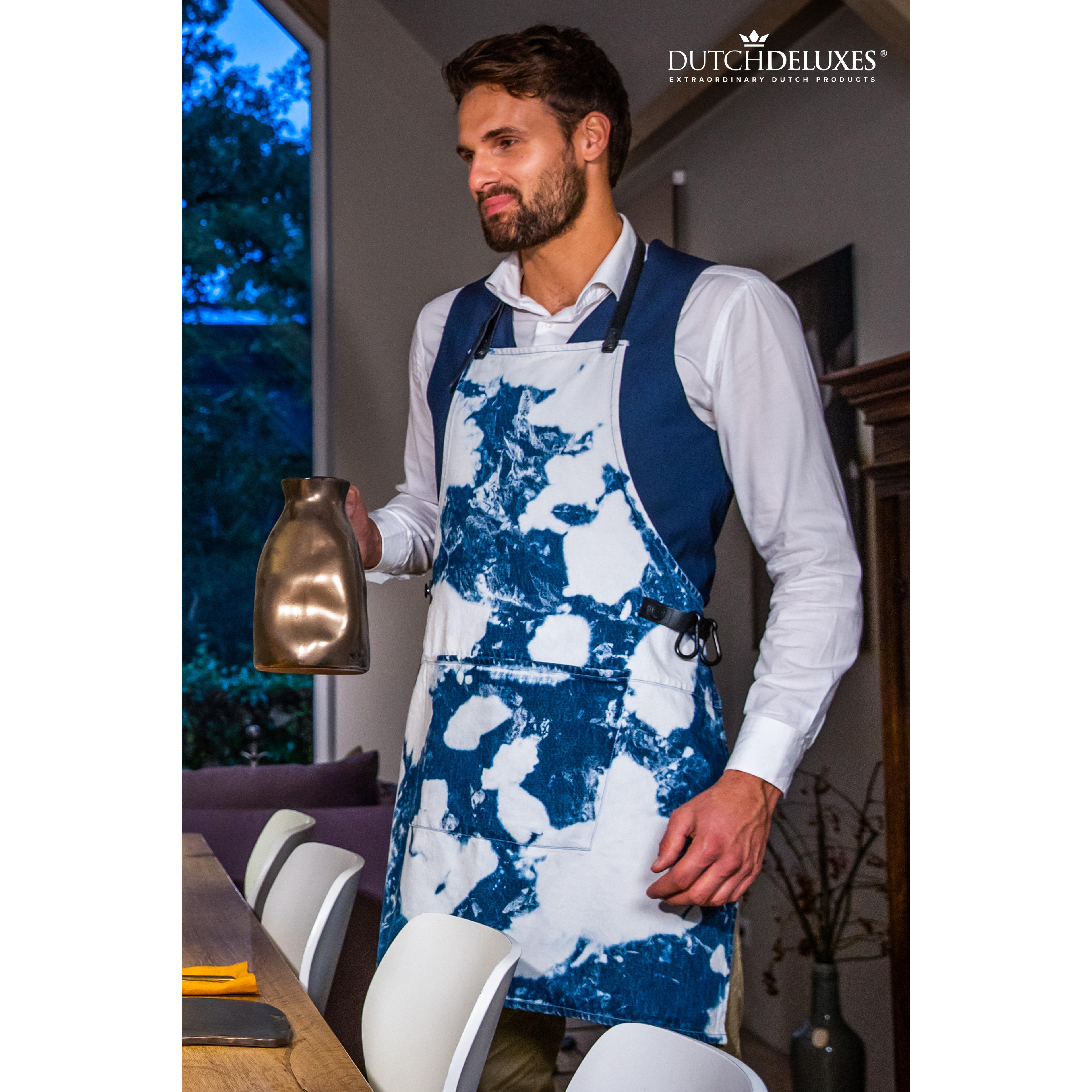 Dutchdeluxes Apron In Bbq Style, Blue Stained