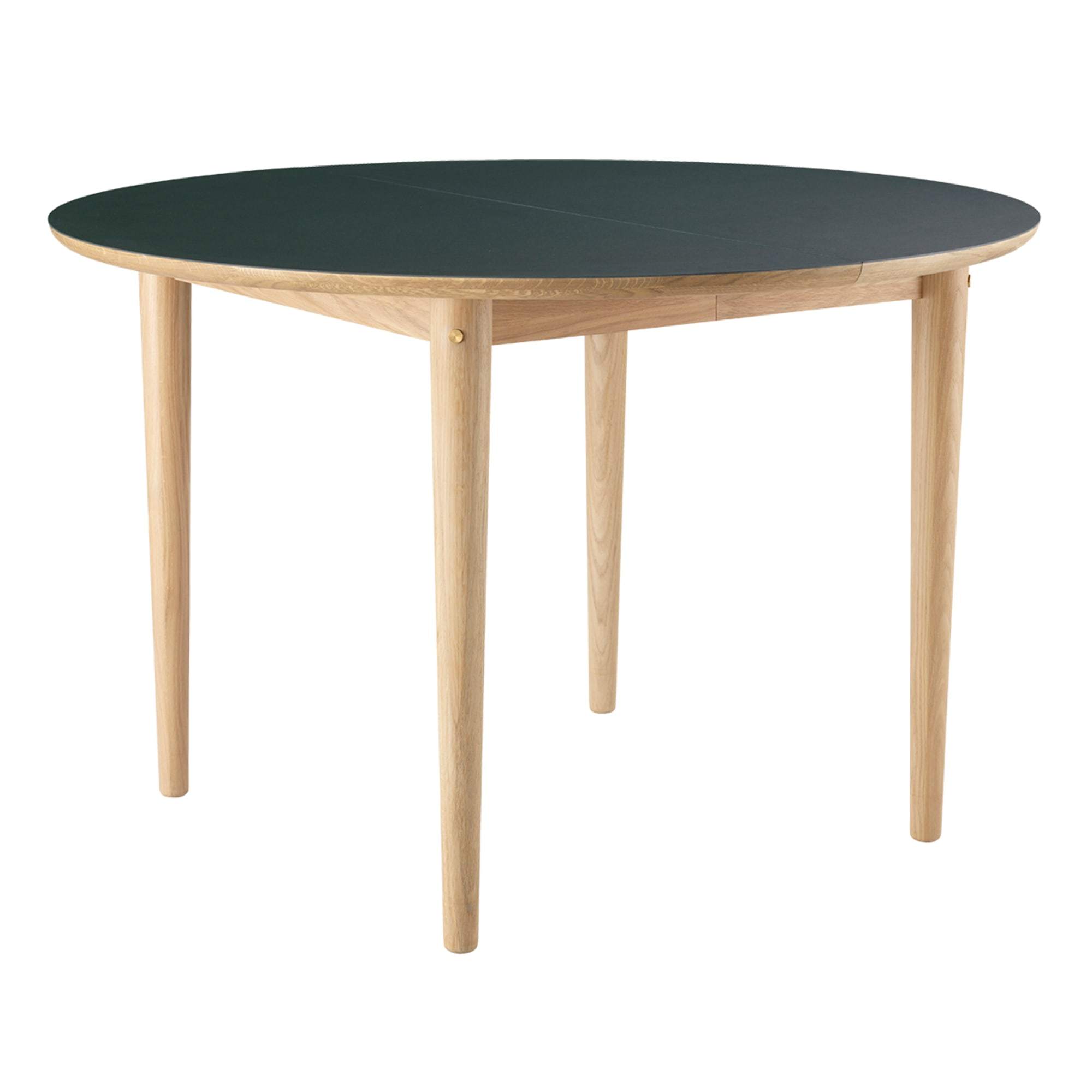 FDB Møbler C62 E Jídelní stůl s funkcí vytáhnout, přírodní/tmavě zelená linoleum