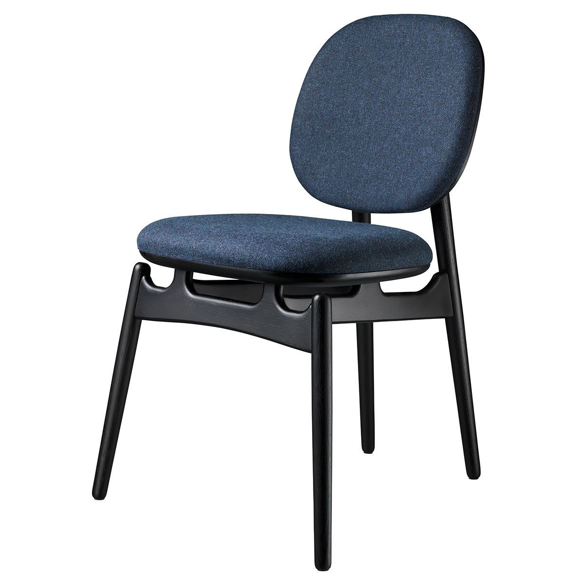 FDB Møbler J161 Jídelní židle, černý dub/ tmavě modrá textilie