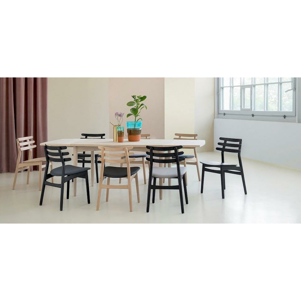 Fdb Møbler J48 Dining Chair, Black Lacquered Oak, Black Leather