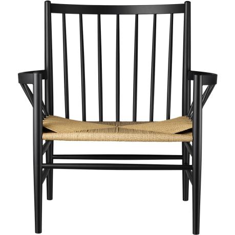 FDB Møbler J82 Lounge Chair, Black Beech, Natural Wicker