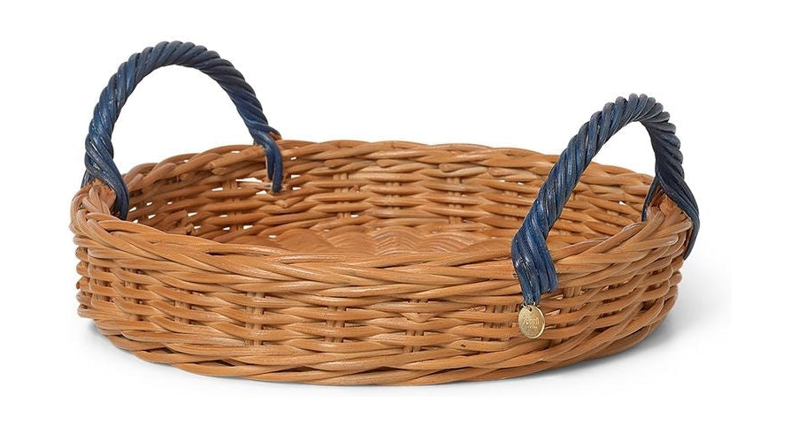 Ferm Living Blue Handle Rattan podnos, přírodní/modrá