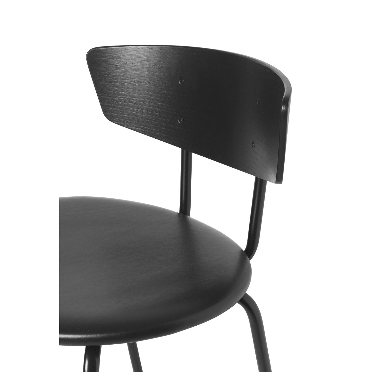 Ferm Living Herman Bar Chair, černá/černá kůže, nízká