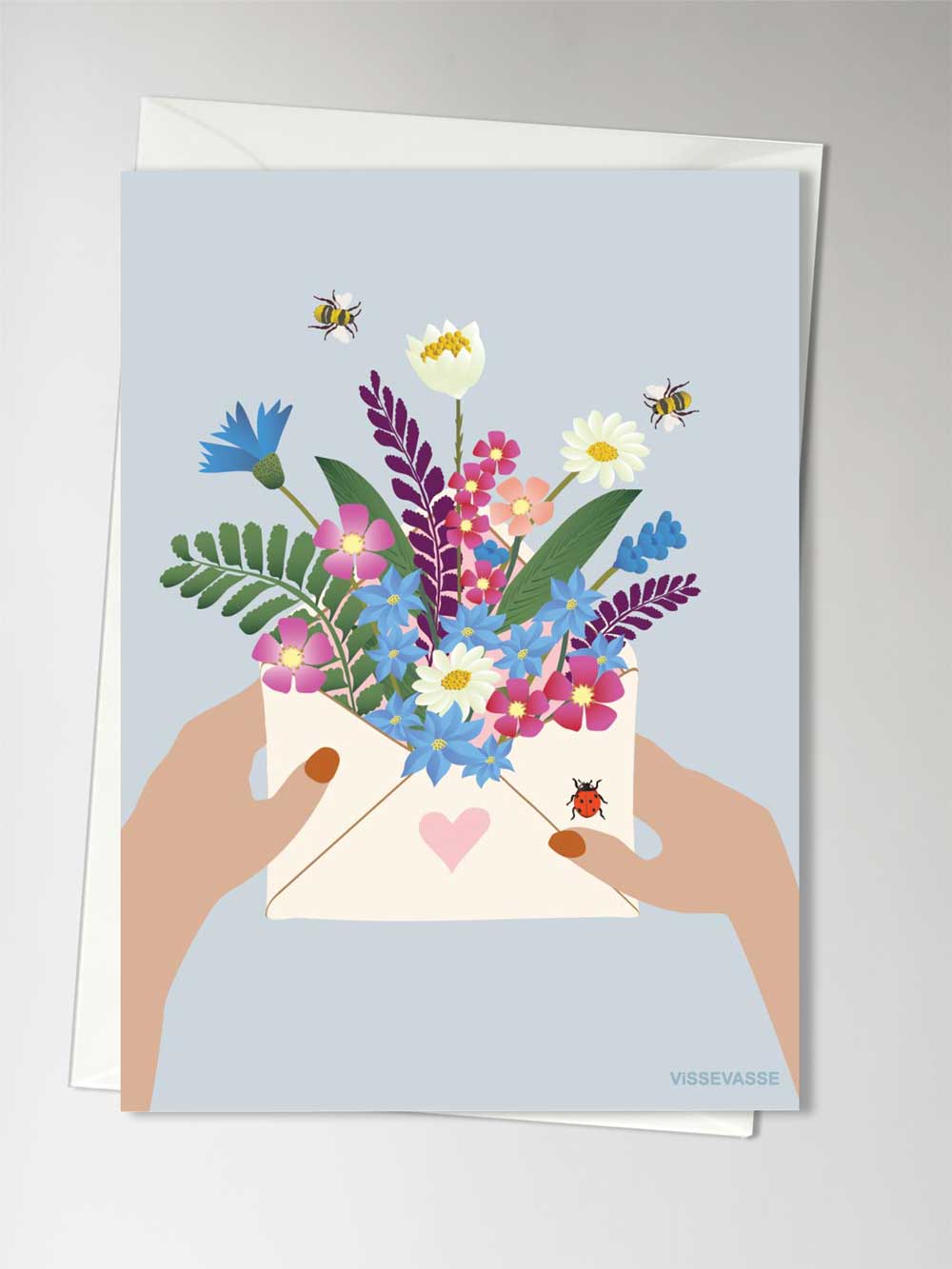 Vissevasse Flowers in Envelope Blong Card, A6