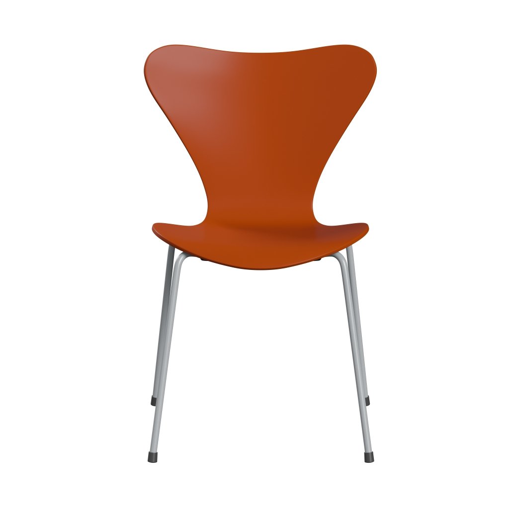 Fritz Hansen 3107 Židle Unuppolstered, Silver Grey/Lacquered Paradise Orange