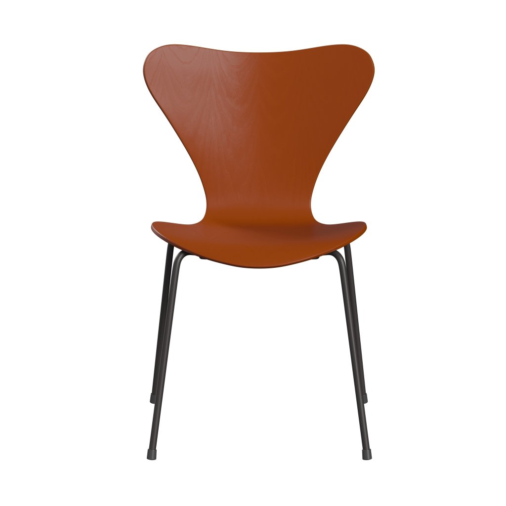 Fritz Hansen 3107 židle Unuppolstered, teplý grafit/obarvený popel Orange