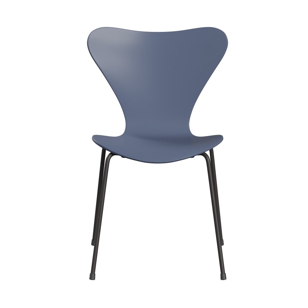 Fritz Hansen 3107 Chair Unupholstered, Warm Graphite/Lacquered Dusk Blue