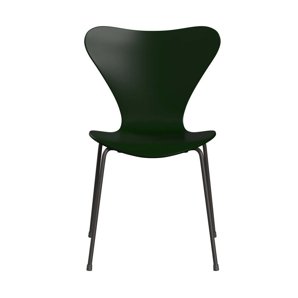 Fritz Hansen 3107 Chair Unupholstered, Warm Graphite/Lacquered Evergreen