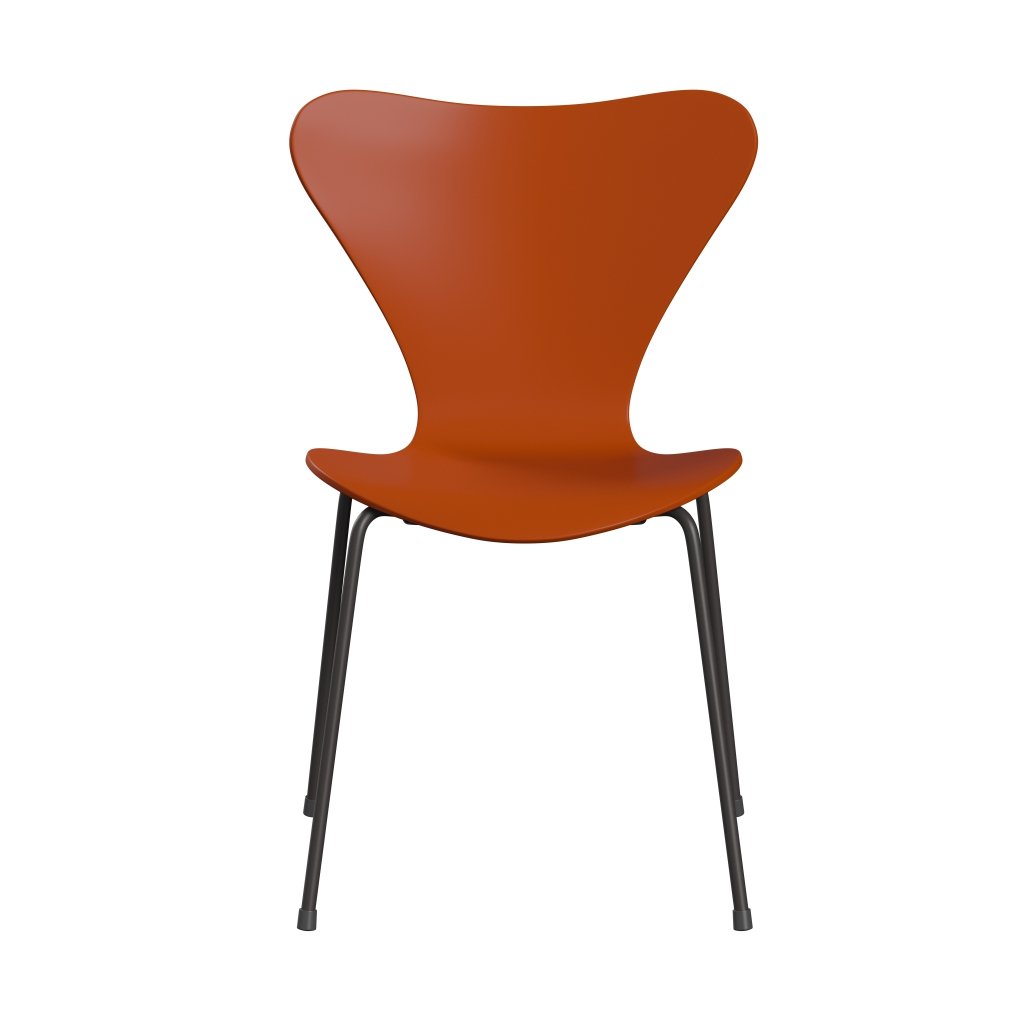 Fritz Hansen 3107 Židle Unuppolstered, teplý grafit/lakované ráj Orange