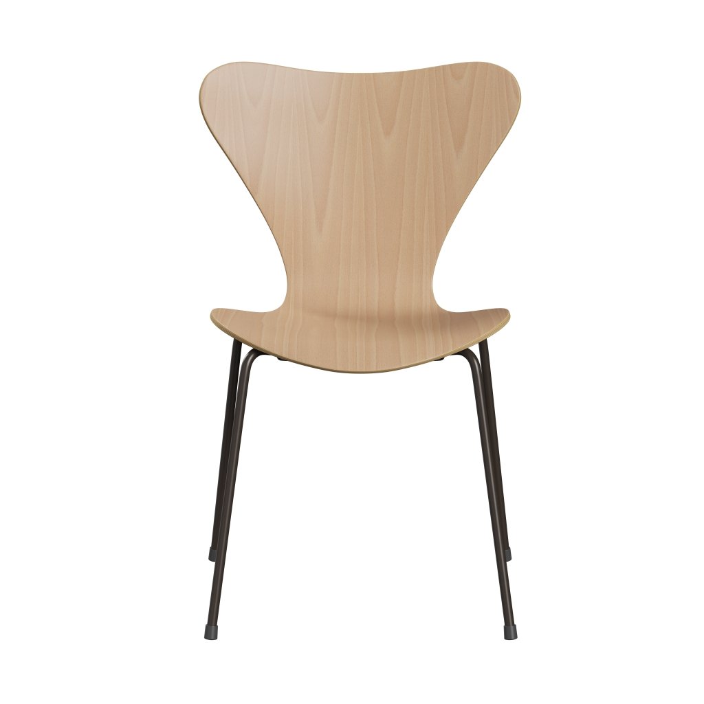 Fritz Hansen 3107 Chair Unupholstered, Brown Bronze/Beech Veneer Natural