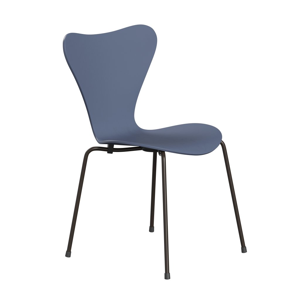 Fritz Hansen 3107 Chair Unupholstered, Brown Bronze/Dyed Ash Dusk Blue