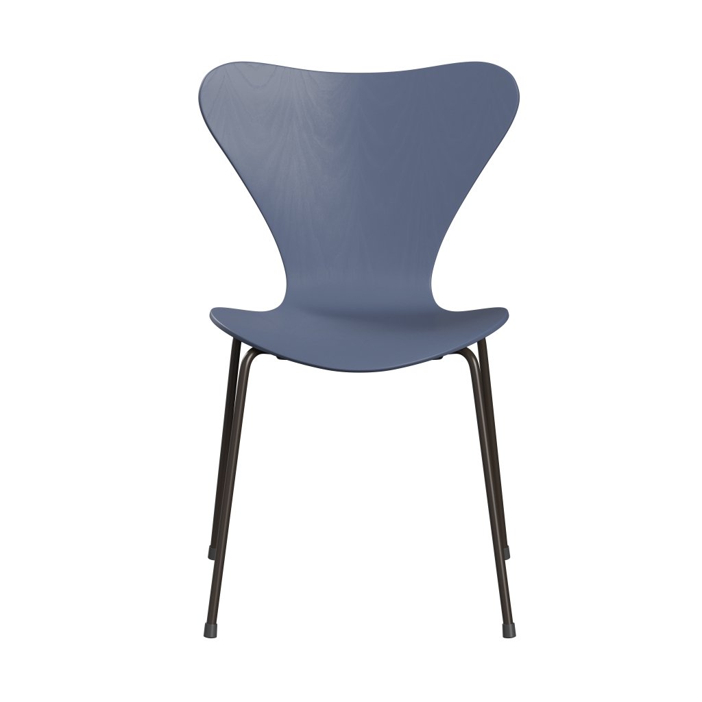 Fritz Hansen 3107 Chair Unupholstered, Brown Bronze/Dyed Ash Dusk Blue