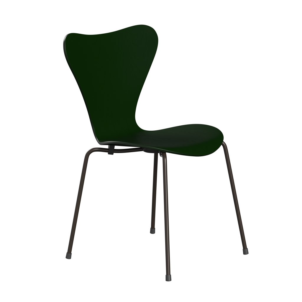 Fritz Hansen 3107 Chair Unupholstered, Brown Bronze/Dyed Ash Evergreen