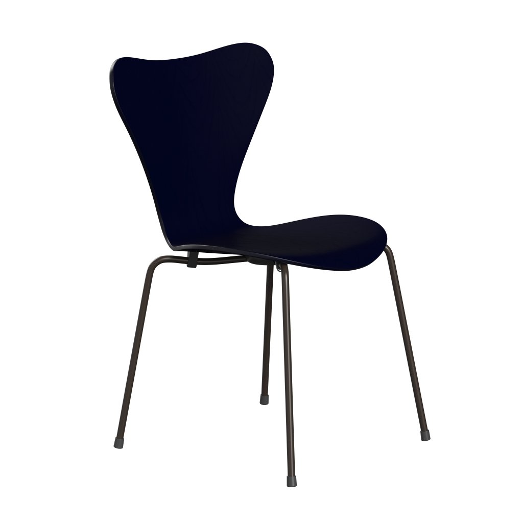 Fritz Hansen 3107 židle Unuppolstered, hnědý bronzový/obarvený popel Midnight Blue