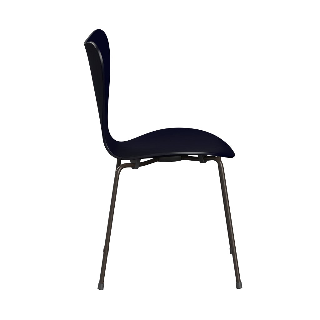 Fritz Hansen 3107 židle Unuppolstered, hnědý bronzový/obarvený popel Midnight Blue