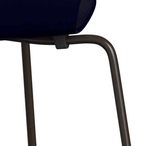 Fritz Hansen 3107 židle Unuppolstered, hnědý bronzový/obarvený popel Midnight Blue