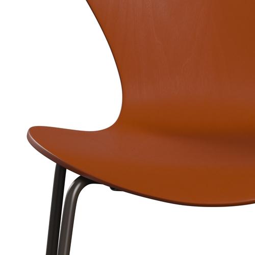 Fritz Hansen 3107 židle Unuppolstered, Brown Bronz/Dared Ash Paradise Orange