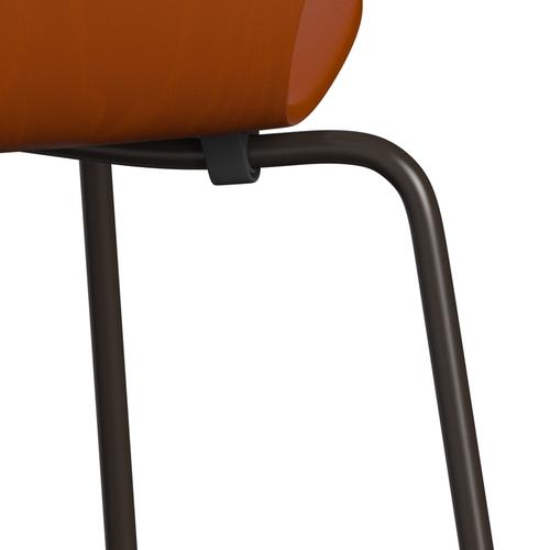 Fritz Hansen 3107 židle Unuppolstered, Brown Bronz/Dared Ash Paradise Orange