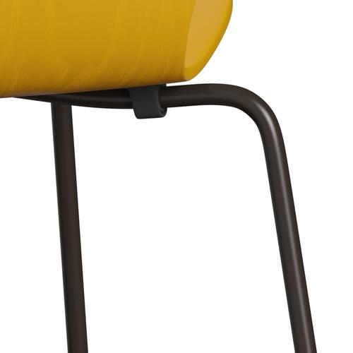 Fritz Hansen 3107 židle Unuppolstered, hnědý bronzový/obarvený popel True Yellow