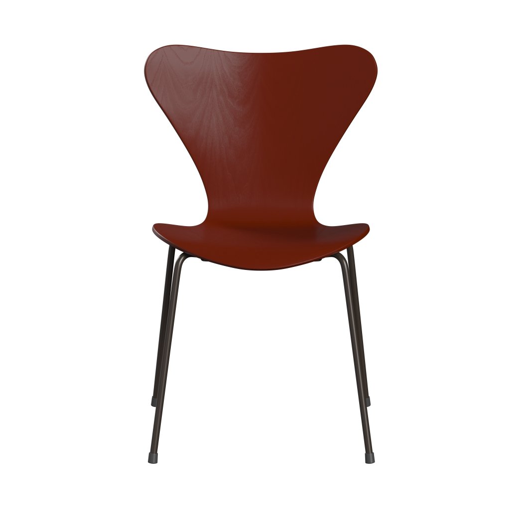 Fritz Hansen 3107 židle Unuppolstered, hnědý bronzový/obarvený popel Venetian Red