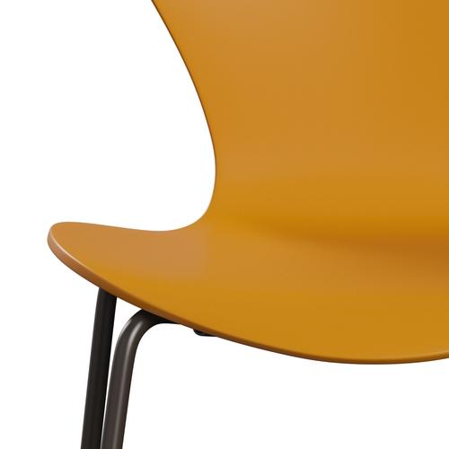 Fritz Hansen 3107 Chair Unupholstered, Brown Bronze/Lacquered Burnt Yellow