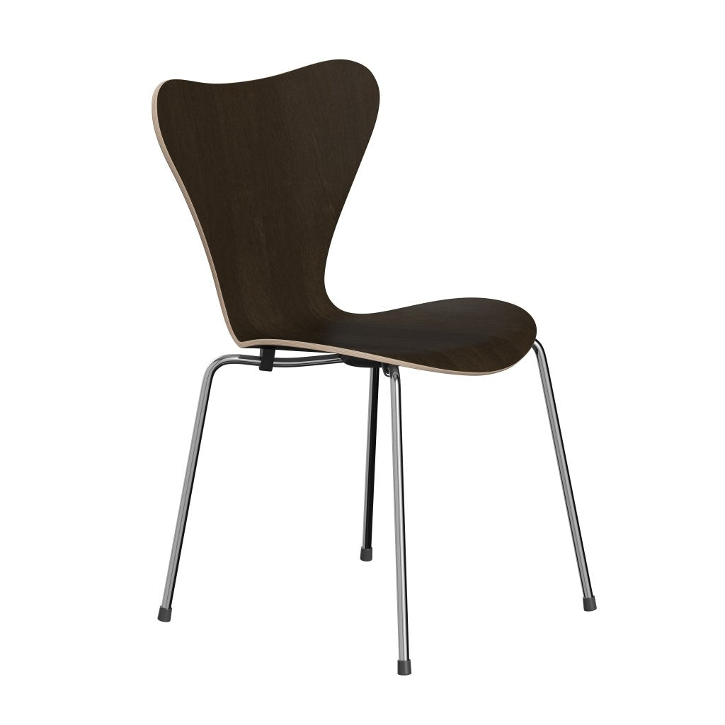 Fritz Hansen 3107 Chair Unupholstered, Chrome/Dark Stained Oak Veneer Natural