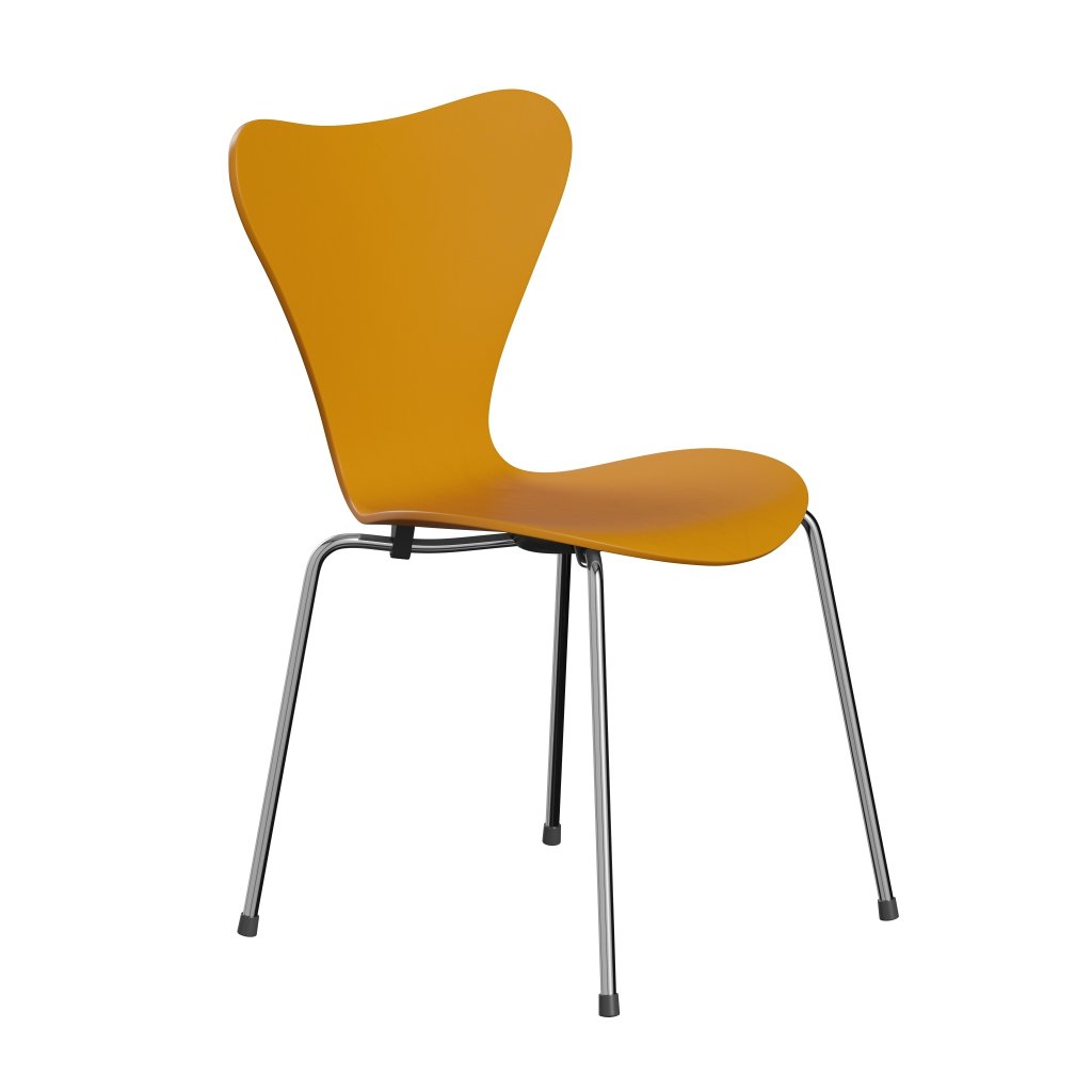 Židle Fritz Hansen 3107 Unuppolstered, Chrome/Dared Ash Burnt Yellow