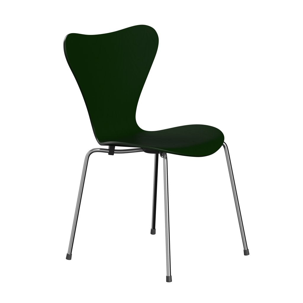 Židle Fritz Hansen 3107 Unuppolstered, Chrome/Dyed Ash Evergreen