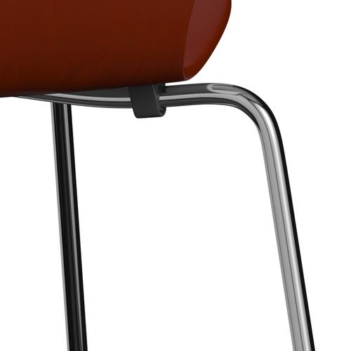 Fritz Hansen 3107 Chair Unupholstered, Chrome/Dyed Ash Venetian Red