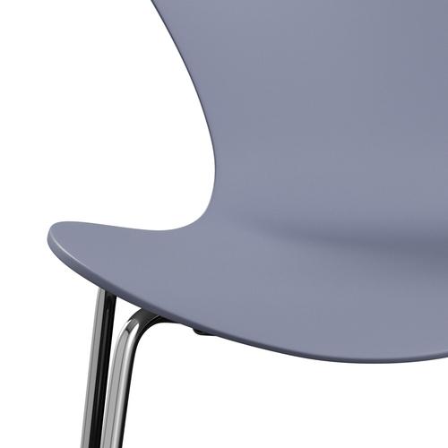 Fritz Hansen 3107 Chair Unupholstered, Chrome/Lacquered Lavender Blue